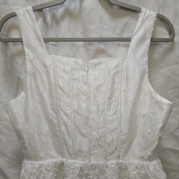 Storia White Corset 3D Floral Ribbon Sleeveless Mini Dress Large Satin Coquette - Picture 10 of 12